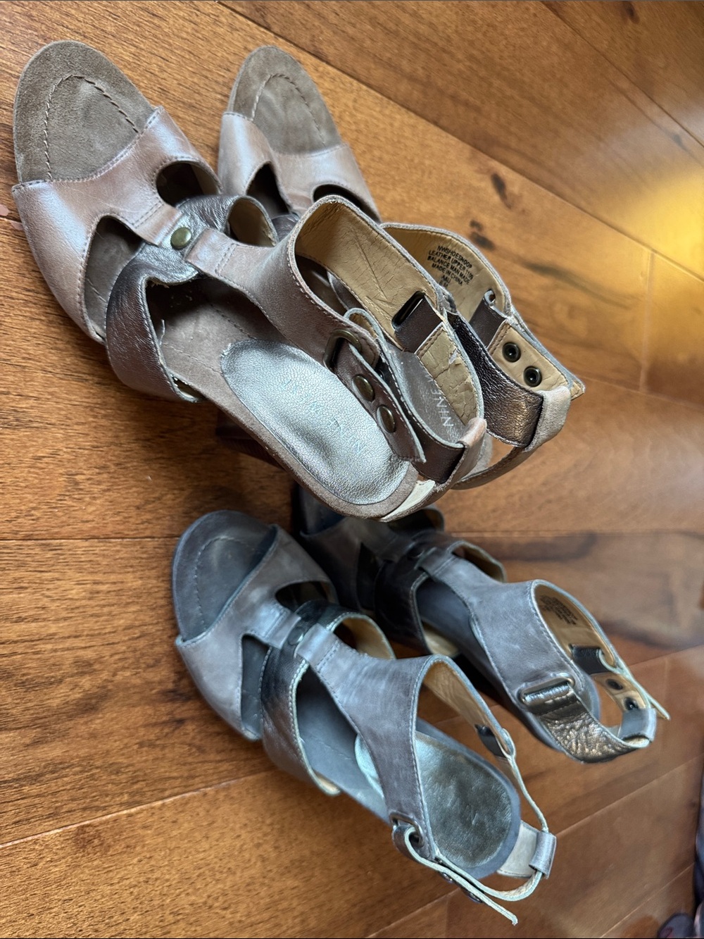 Nine West Girls' Metallic Taupe and Pewter Sandals (2 for $55)
